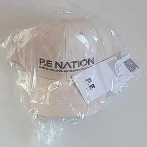 P.E. Nation Homage Cap Hat Off White Cream & Dark Gray